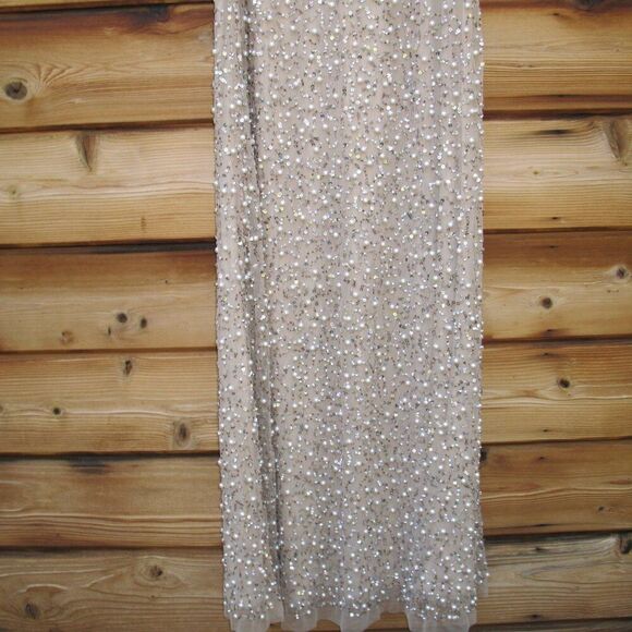 MAC DUGGAL 14523 Beige Beaded Mesh Cape Gown - Picture 12 of 13